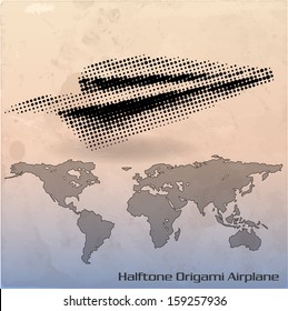 Origami airplane halftone