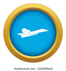Origami airplane icon blue vector isolated on white background for any design