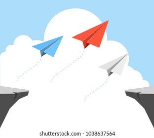 Origami airplane. Paper plane. Symbol of leadership