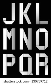 Origami alphabet paper letter J,K,L,M,N,O,P,Q,R