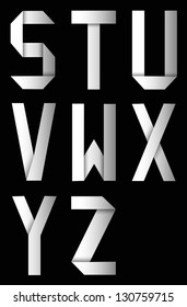 Origami alphabet paper letter S,T,U,V,W,X,Y,Z