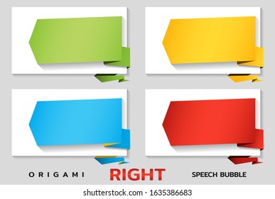Origami angle paper banners like speech bubble. Price tag template for catalog. Color stickers. Vector