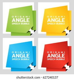 Origami angle paper banners. Price tag template for catalog. Color stickers. Vector