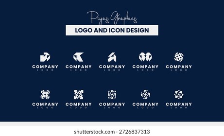 Origami Angular Empresa Logo Ícone Set