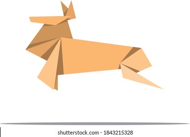 Origami animal set. modern hobby. illustration on white background. colorful paper animals, low polygonal Premium Vector