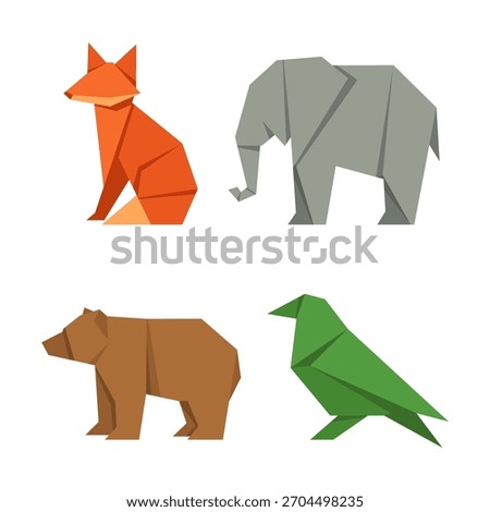 Origami Animals Collection Fox Elephant Bear and Bird