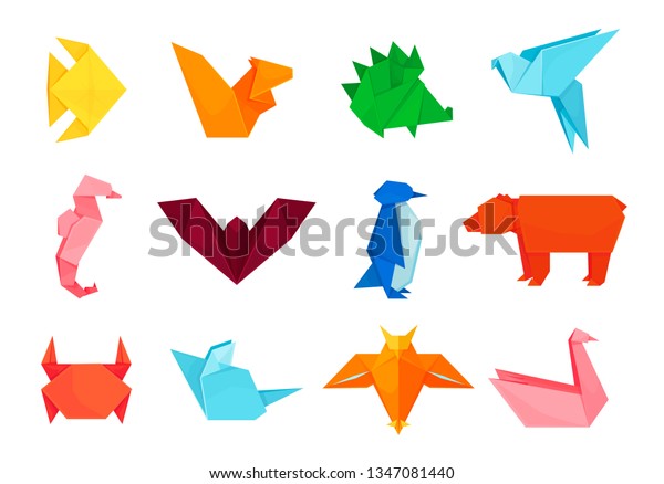 Origami Animals Design Paper Creative Toys Stock Vector