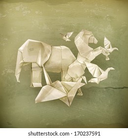 Origami animals, old style vector