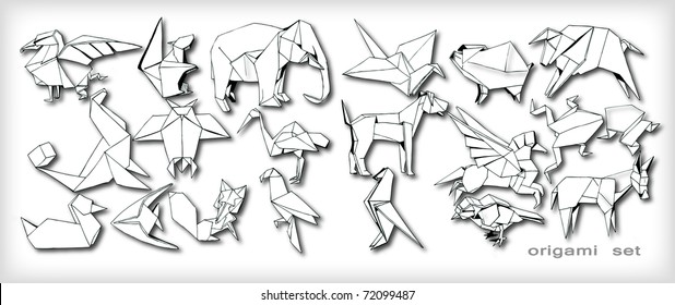 Origami Animals Set (vector)