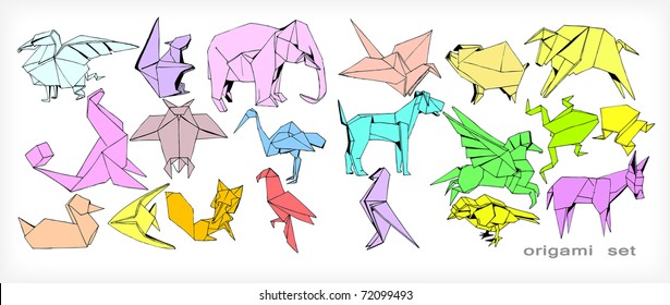 Origami Animals Set (vector)