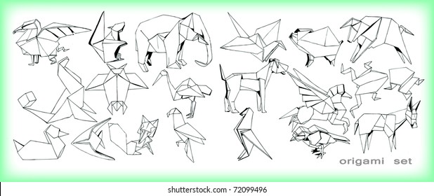 Origami Animals Set (vector)