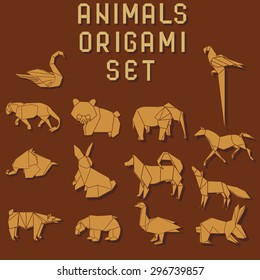 origami animals vector icon set