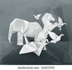 Origami animals vector illustration