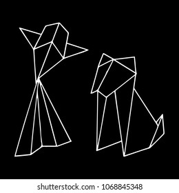 Origami animals vector illustration. Pattern for fabric, baby clothes, background, textile, wrapping paper and other decoration.