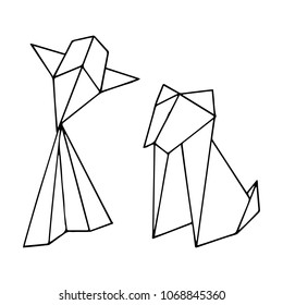 Origami animals vector illustration. Pattern for fabric, baby clothes, background, textile, wrapping paper and other decoration.