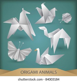 origami animals vector set