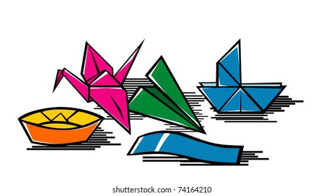 Origami art crane, Boat,Airplane