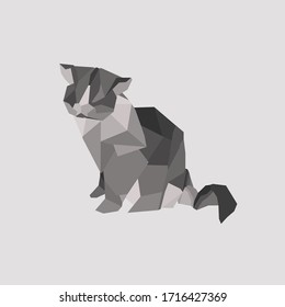 Origami Art: Paper Cat in Geometric Illustration Concept