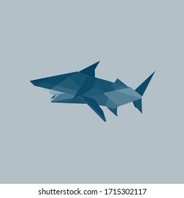 Origami Art: Paper Shark in Geometric Illustration Concept