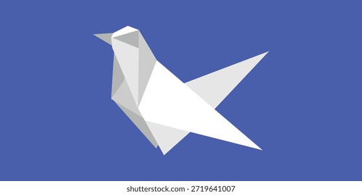 Papel de fondo de origami paloma plegable. Diseño plano simple de un pájaro