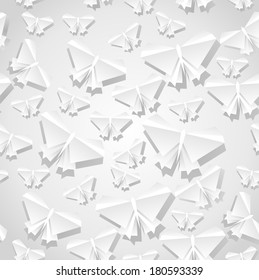 Origami  background. Paper is transformed to butterflies.