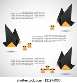origami background for text (options or steps), doves