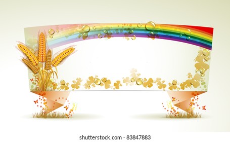 Origami background with wheat ears