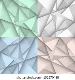 Origami backgrounds in four colors. Vector set