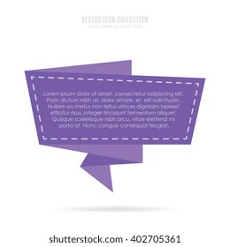 Origami badge isolated vector in flat design style. Colorful abstract blank speech bubble