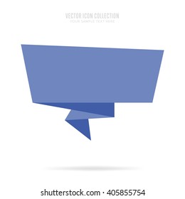 Origami badge isolated vector in flat design style. Colorful abstract blank speech bubble