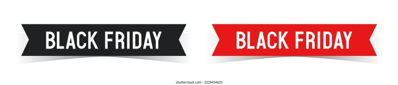 Origami banner Black Friday. Ribbons with the inscription Black Friday. Vector clipart isolated on white background.