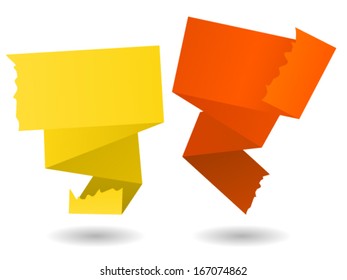 Origami banner with drop shadow in yellow and orange