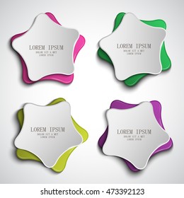 Origami Banner Set - Isolated On Gray Background. Vector Illustration, Graphic Design. For Web, Websites, Print, App, Presentation Templates, Mobile Applications And Promotional Materials
