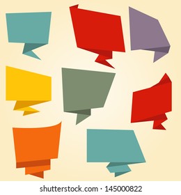 Origami banner speech bubble. Vector