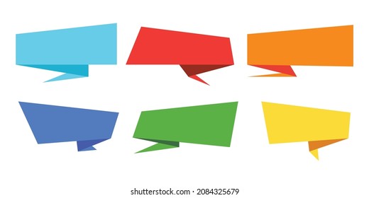 Origami banner vector design. Origami banner flat design set.