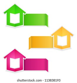 Origami banners with a house, vector eps10 illustration