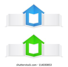 Origami banners with house, vector eps10 illustration