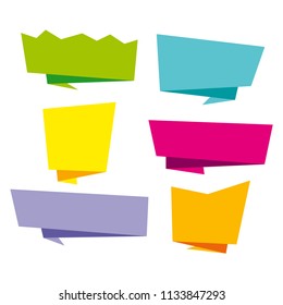 Origami banners. Set of  modern vector banners. Design element. Colorful paper banners.  Origami speech bubble.