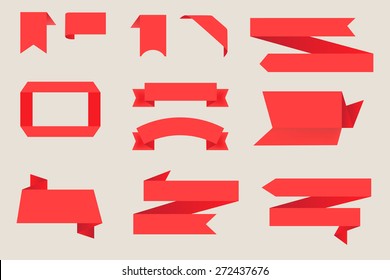 Origami banners.Paper banners set.Vector illustration.