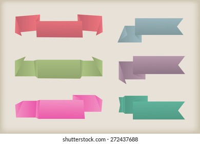 Origami banners.Paper banners set.Vector illustration.