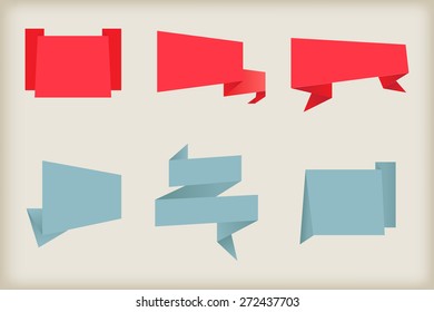 Origami banners.Paper banners set.Vector illustration.
