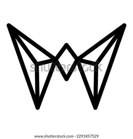 Origami bat icon outline vector. Paper art. Folded mouse