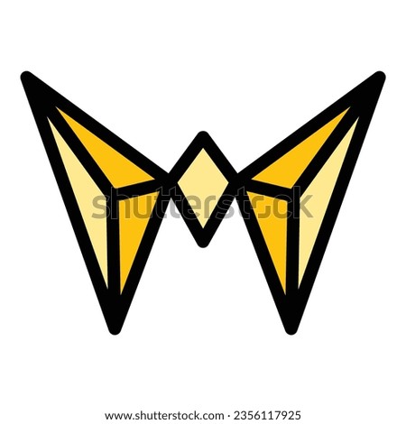 Origami bat icon outline vector. Paper art. Folded mouse color flat