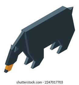 Origami bear icon isometric vector. Animal paper. Geometric folded