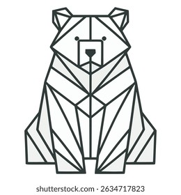origami bear paper craft art flat color vector illustration template design