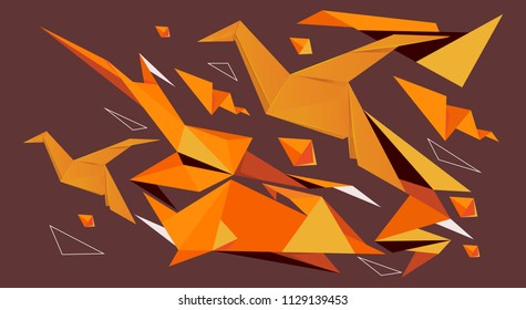 Origami bird background, illustration vector cartoon
