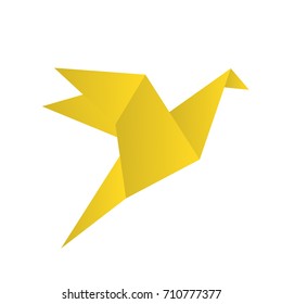 Origami bird crane isolated on white, stock vector illustration