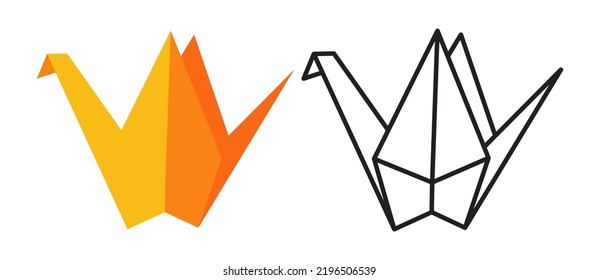 Origami bird flat and outline style design vector.	