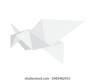 Origami bird from folded white paper sheet, creative geometric dove vector illustration