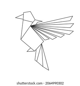 Origami bird. Geometric line shape for art of folded paper.